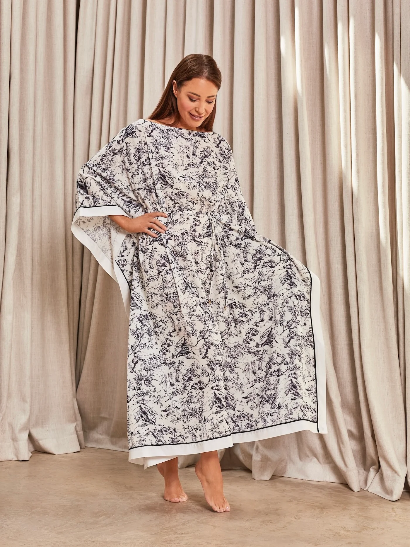 ‘ATHENA’ TOILE PRINTED KAFTAN WHITE MULTI - Image 3