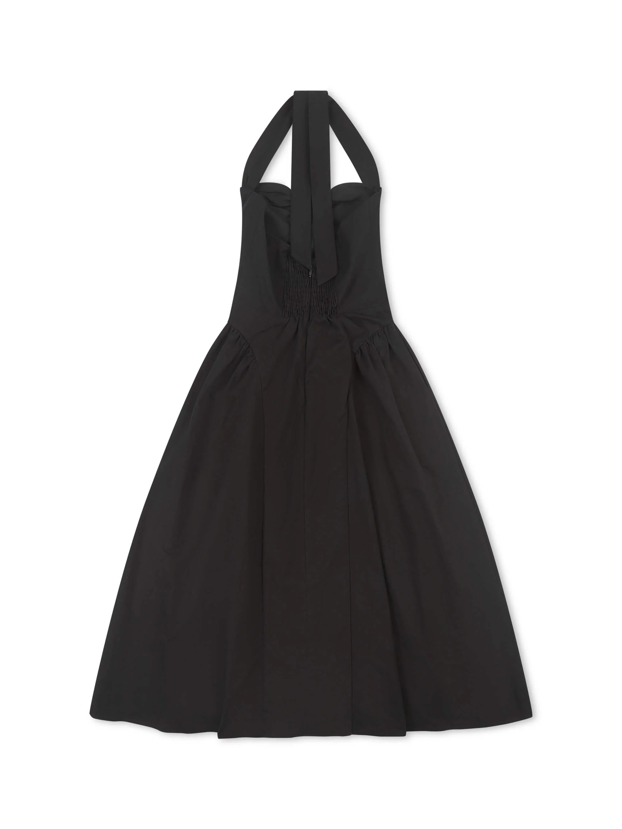 'BRIDGET' BUTTON THROUGH GATHERED MIDI DRESS BLACK - Image 9