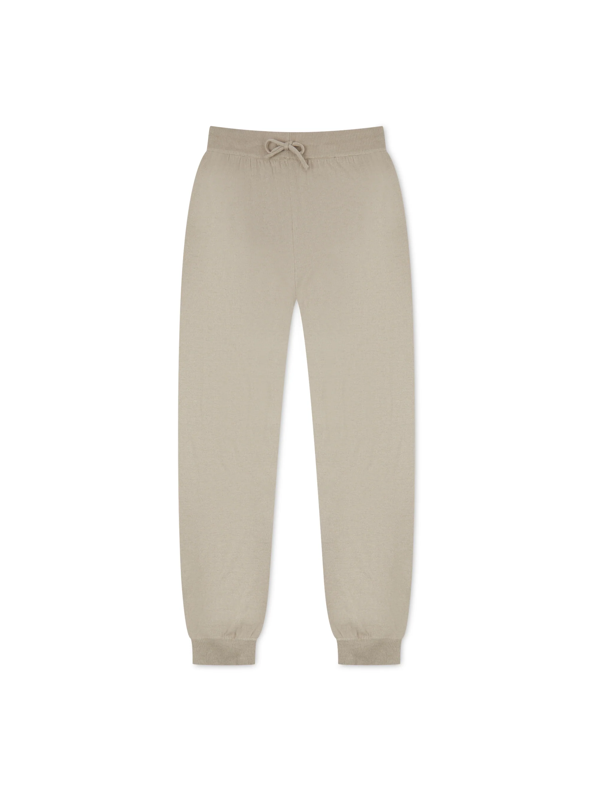 'LOULOU' CASHMERE BLEND CUFF DETAIL KNITTED JOGGERS OAT BEIGE - Image 4