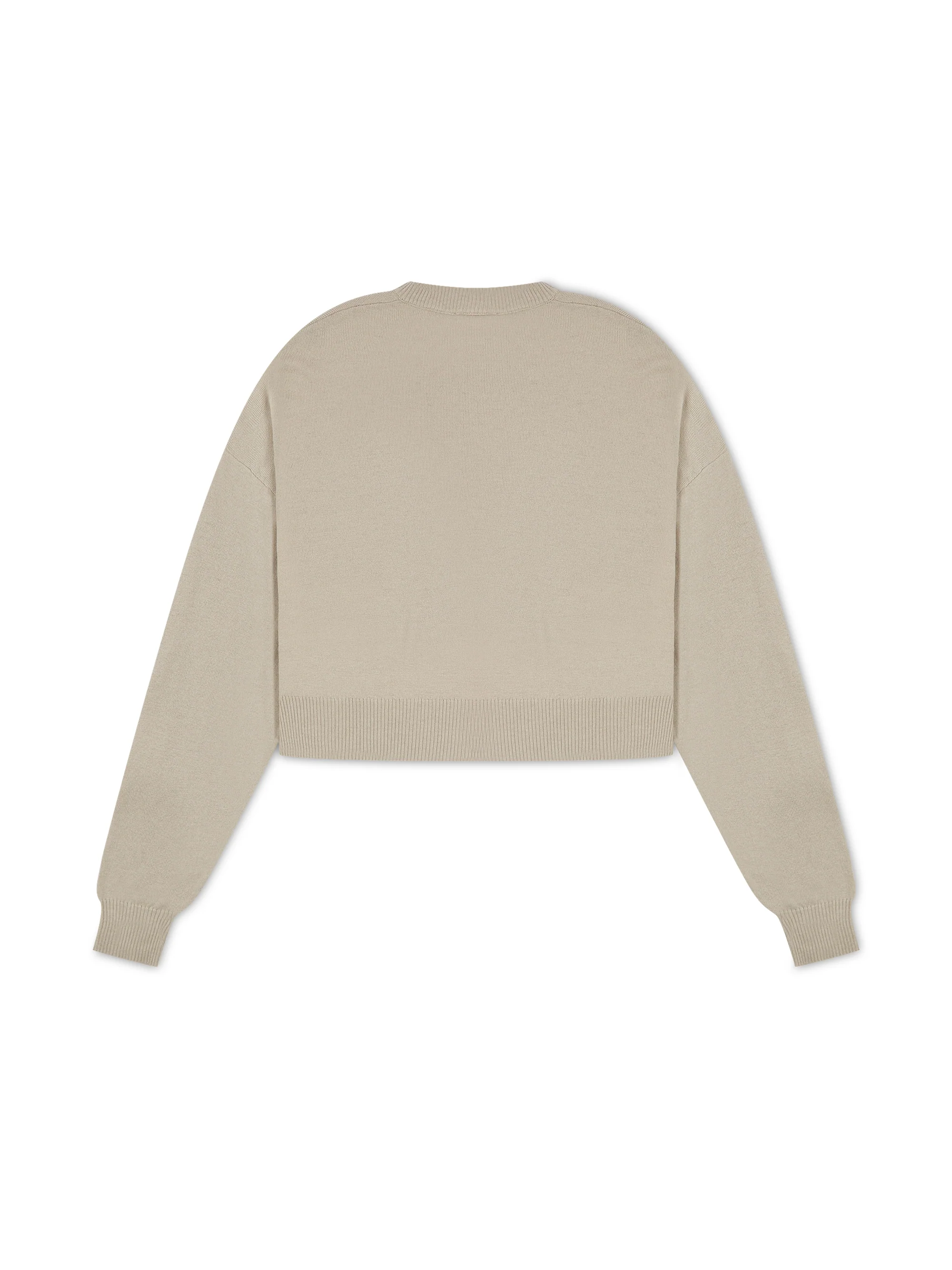 'LOULOU' CASHMERE BLEND SPLIT HEM KNITTED JUMPER OAT BEIGE - Image 5