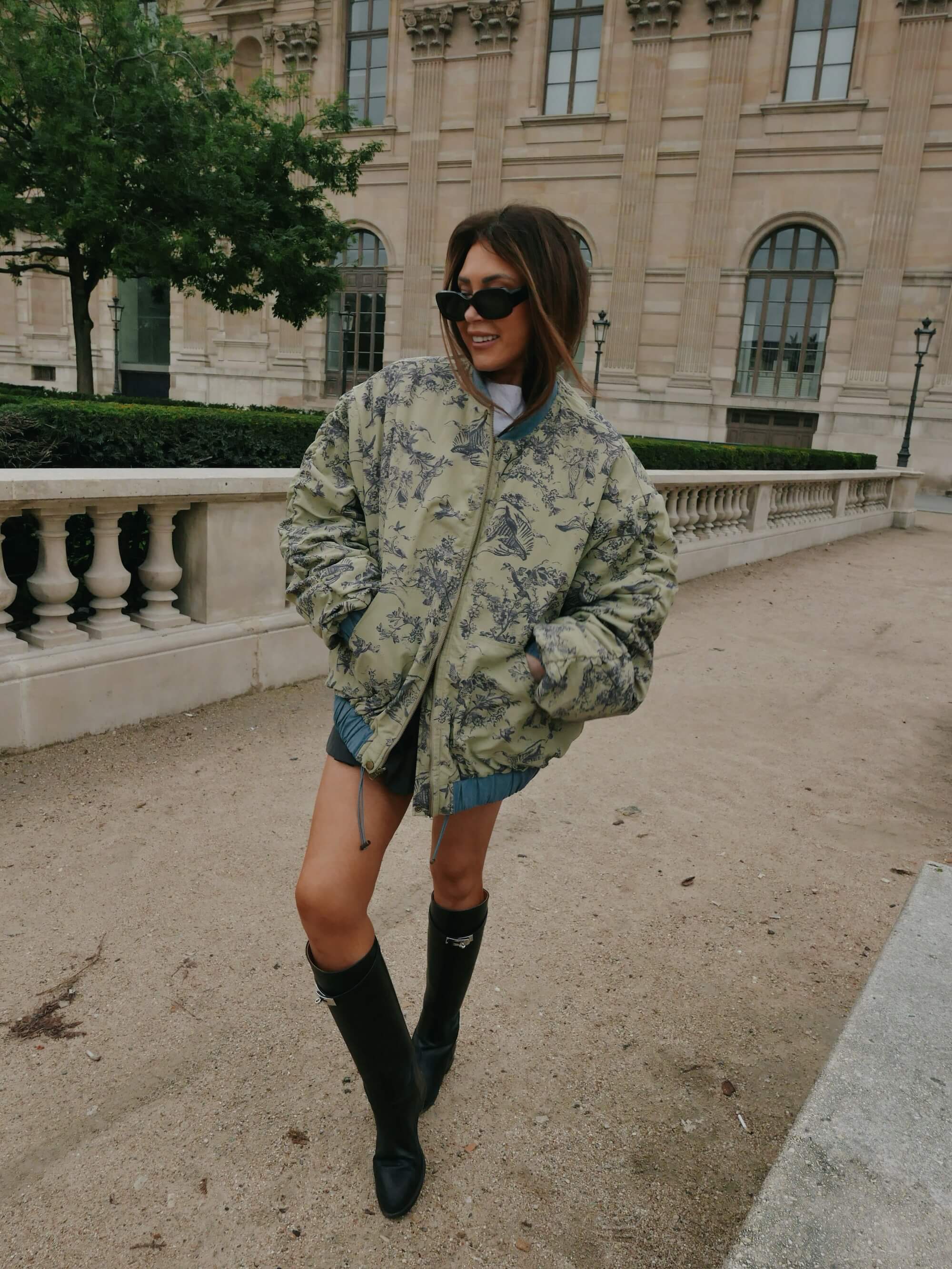 'LOUIS' COLOUR BLOCK REVERSIBLE BOMBER JACKET KHAKI - Image 5