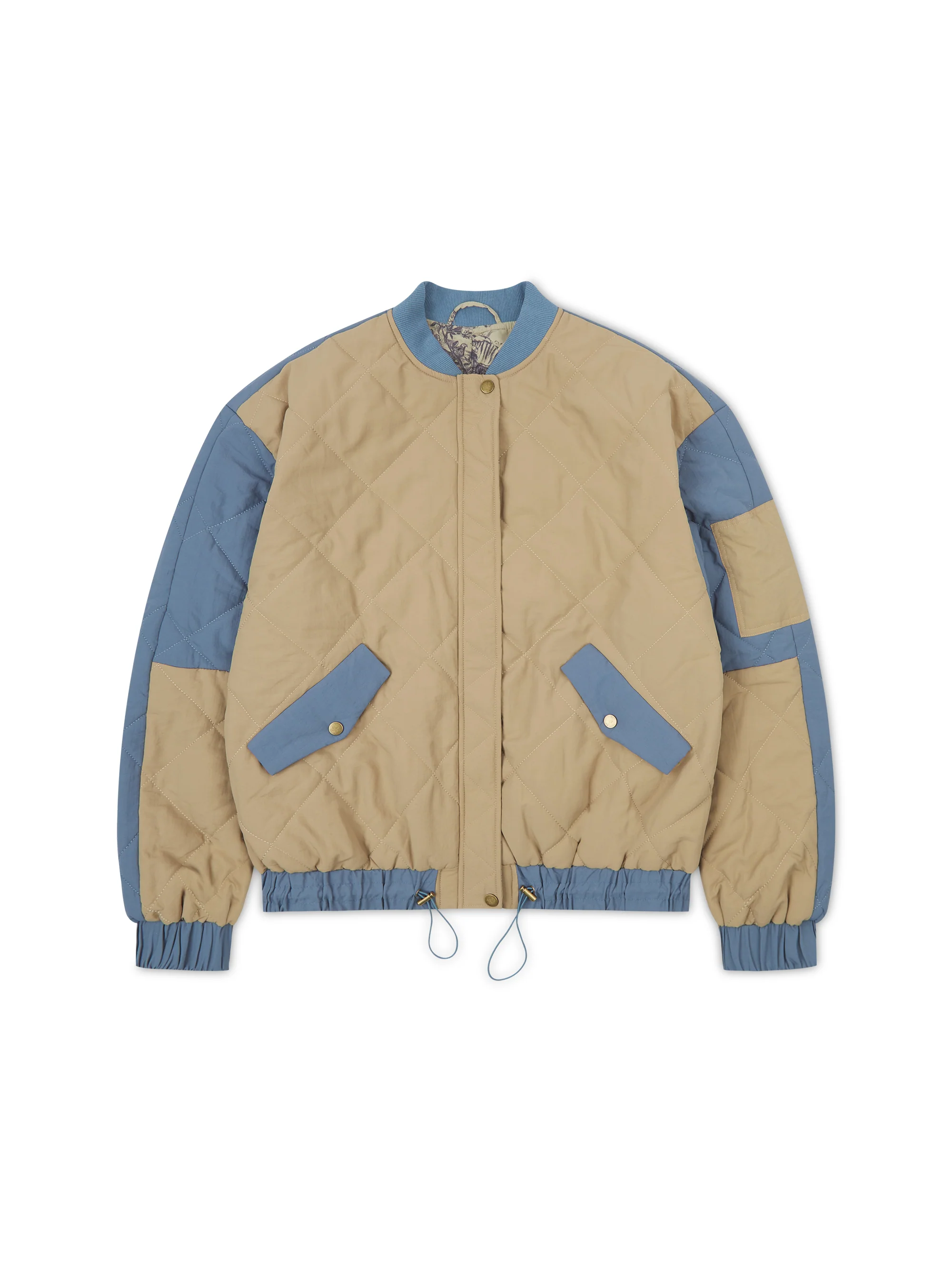 'LOUIS' COLOUR BLOCK REVERSIBLE BOMBER JACKET KHAKI - Image 6