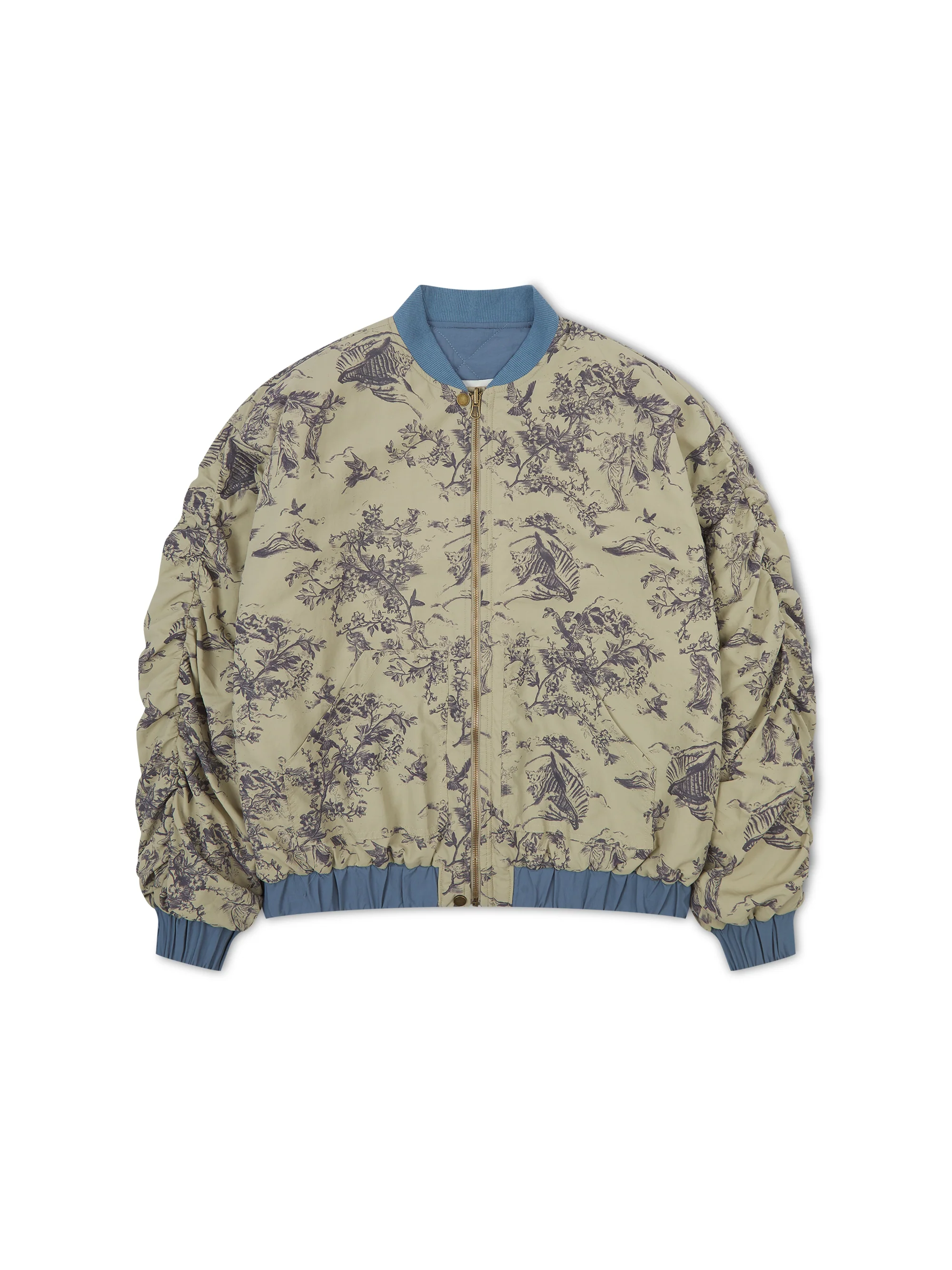 'LOUIS' COLOUR BLOCK REVERSIBLE BOMBER JACKET KHAKI - Image 9