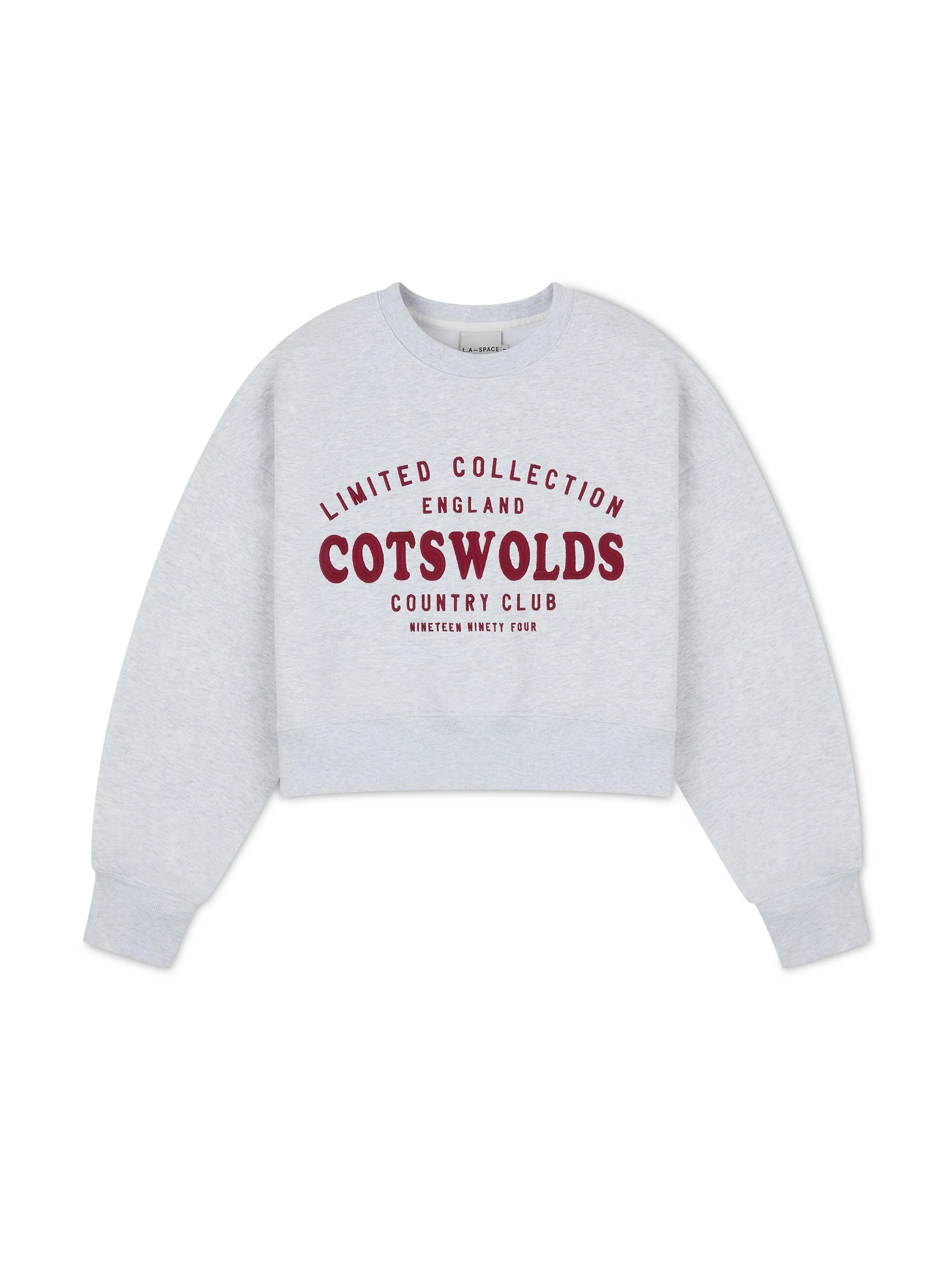 ‘COTSWOLDS' EMBROIDERED CROPPED SWEATSHIRT LIGHT GREY MARL - Image 8