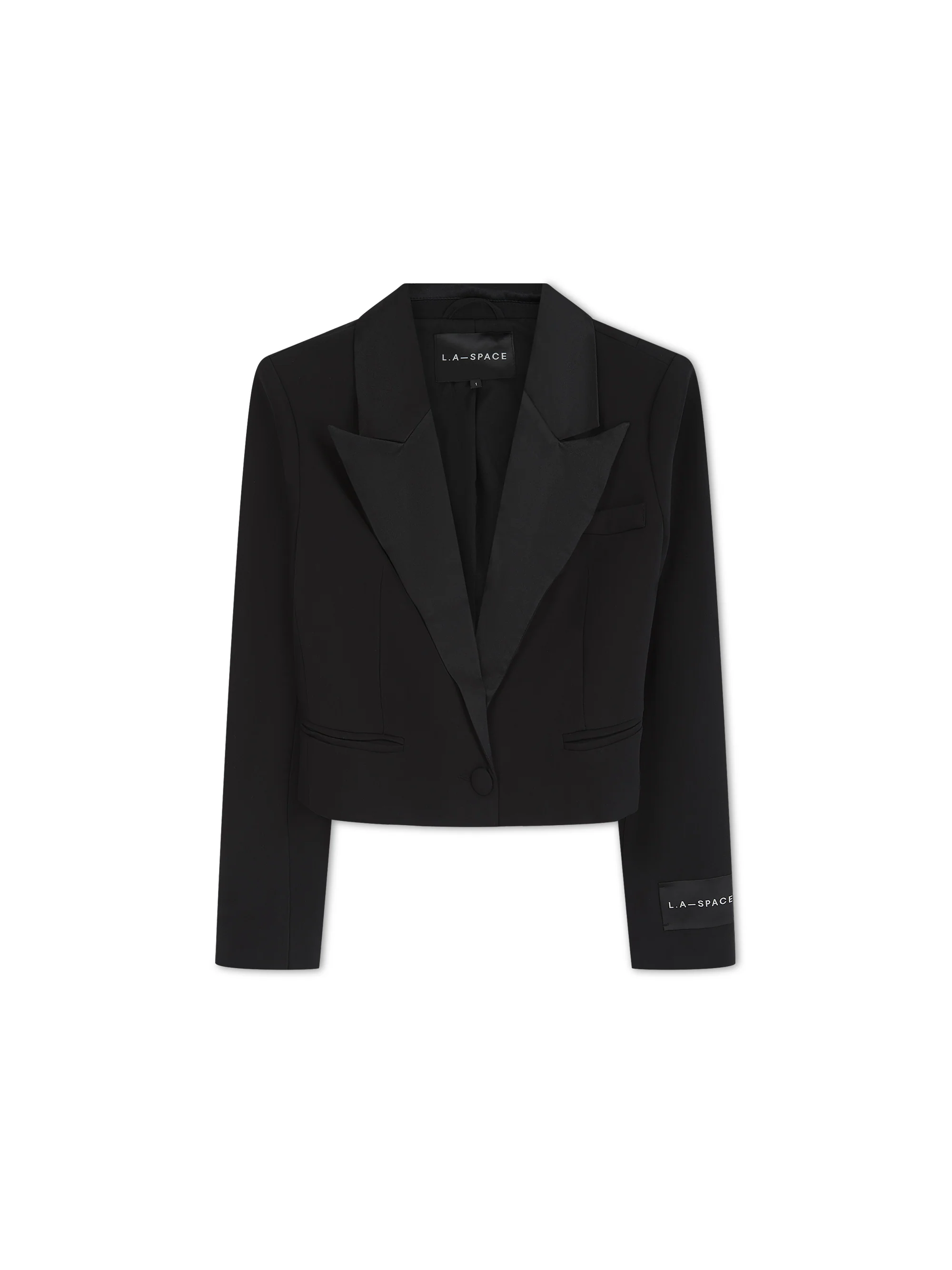 'HARLOW' CROPPED TUXEDO BLAZER BLACK - Image 4