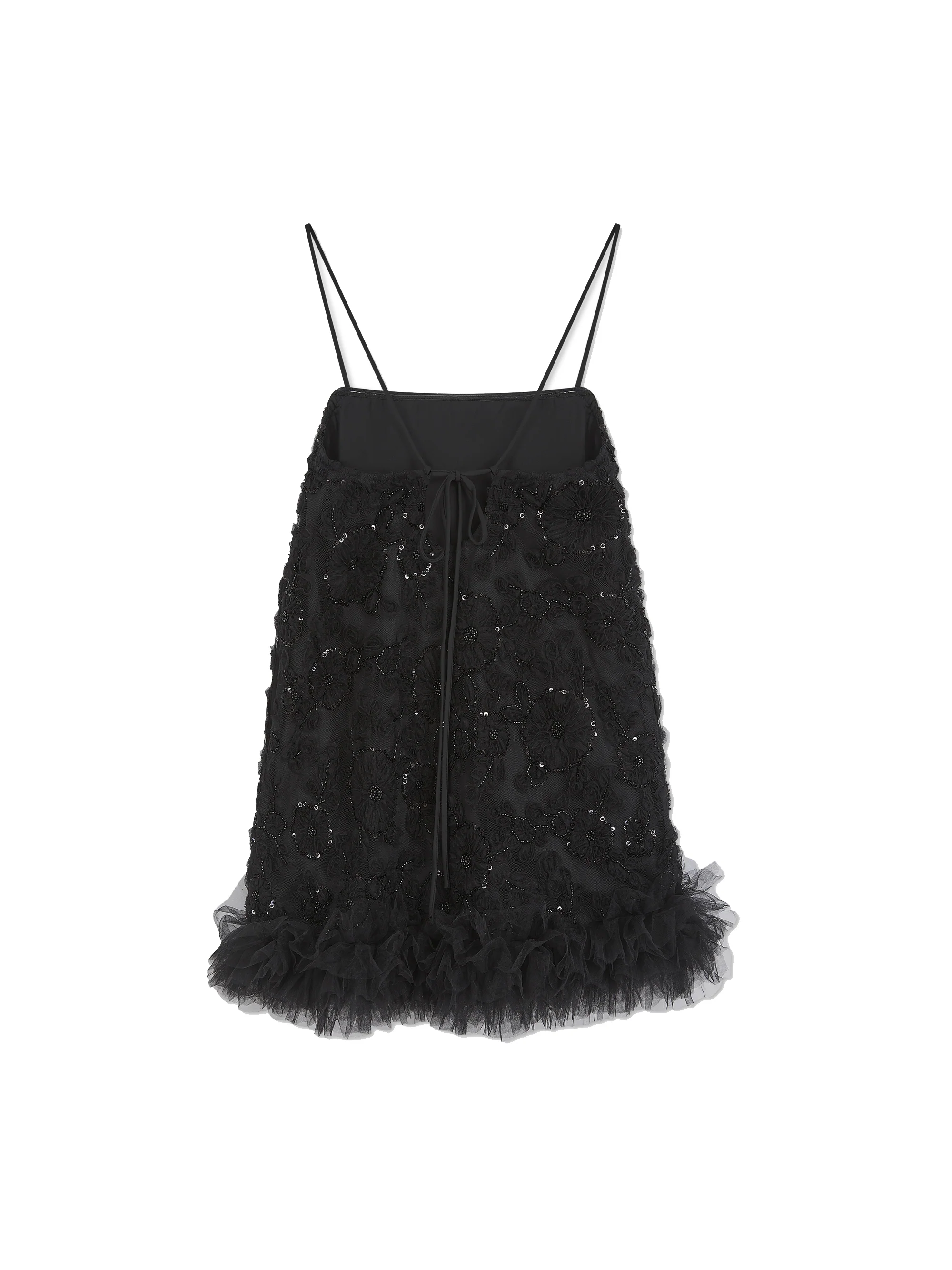 'FROU-FROU' EMBELLISHED SQUARE NECK MINI SLIP DRESS BLACK - Image 5