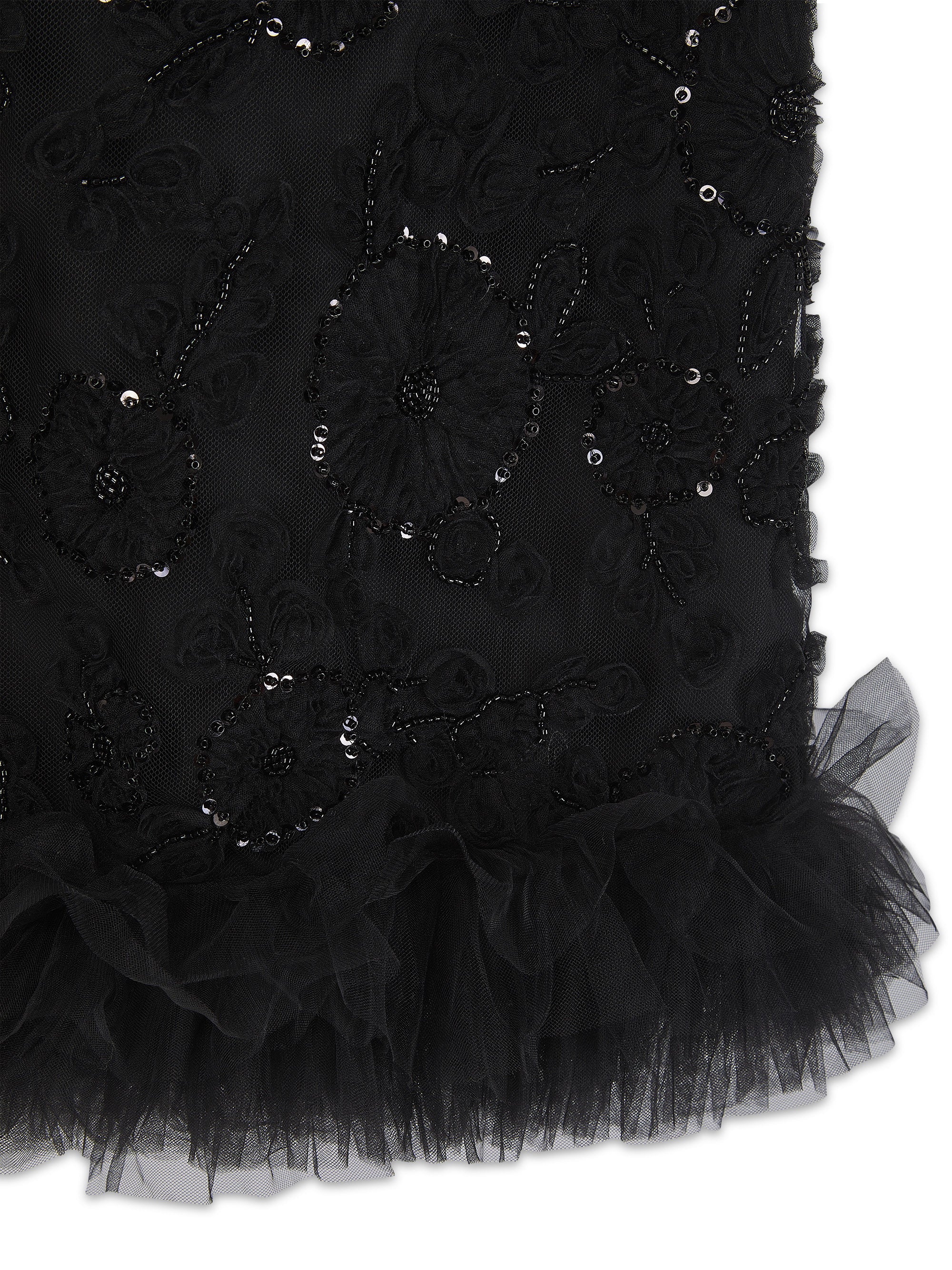 'FROU-FROU' EMBELLISHED SQUARE NECK MINI SLIP DRESS BLACK - Image 6