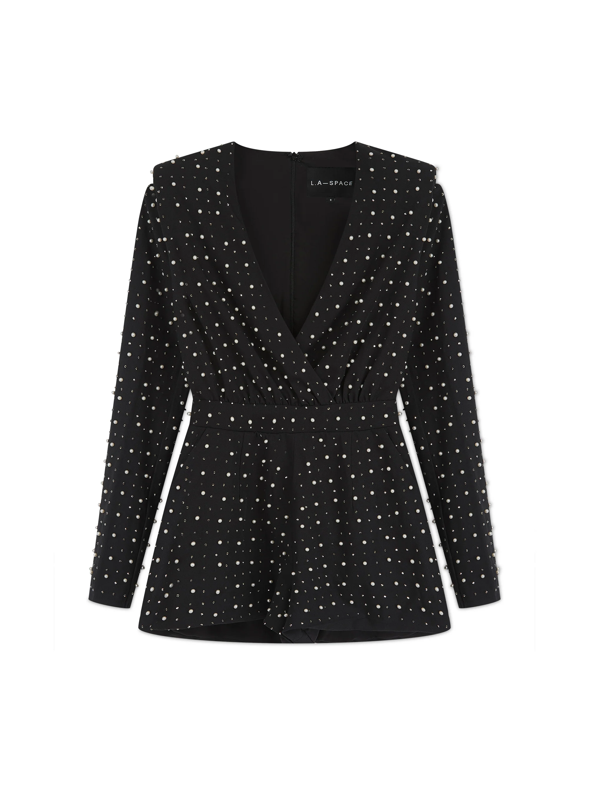 'IRIS' EMBELLISHED TAILORED PLAYSUIT BLACK - Image 4