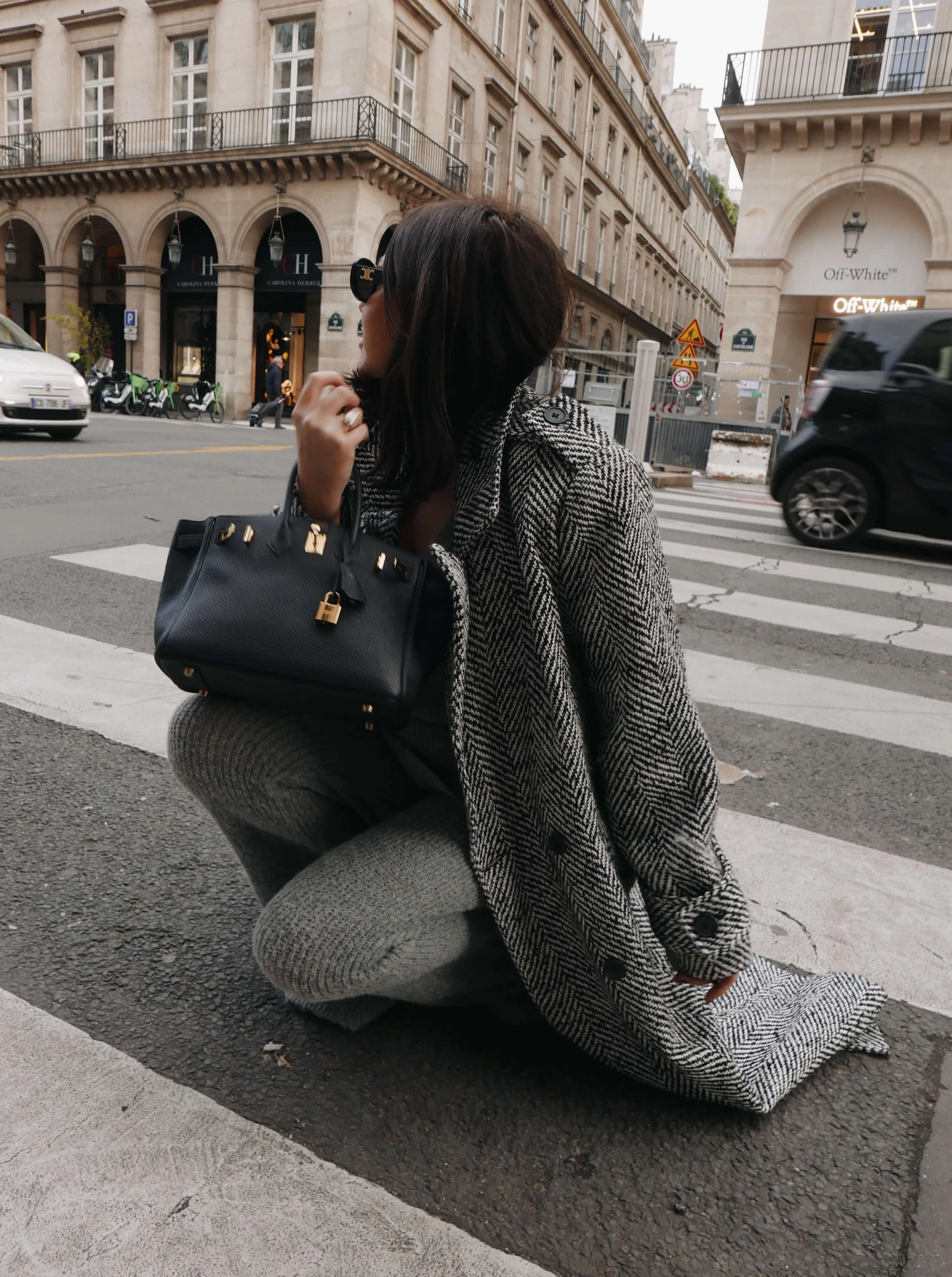 'CALME' TEXTURED KNIT FLARE LEG TROUSERS GREY - Image 2