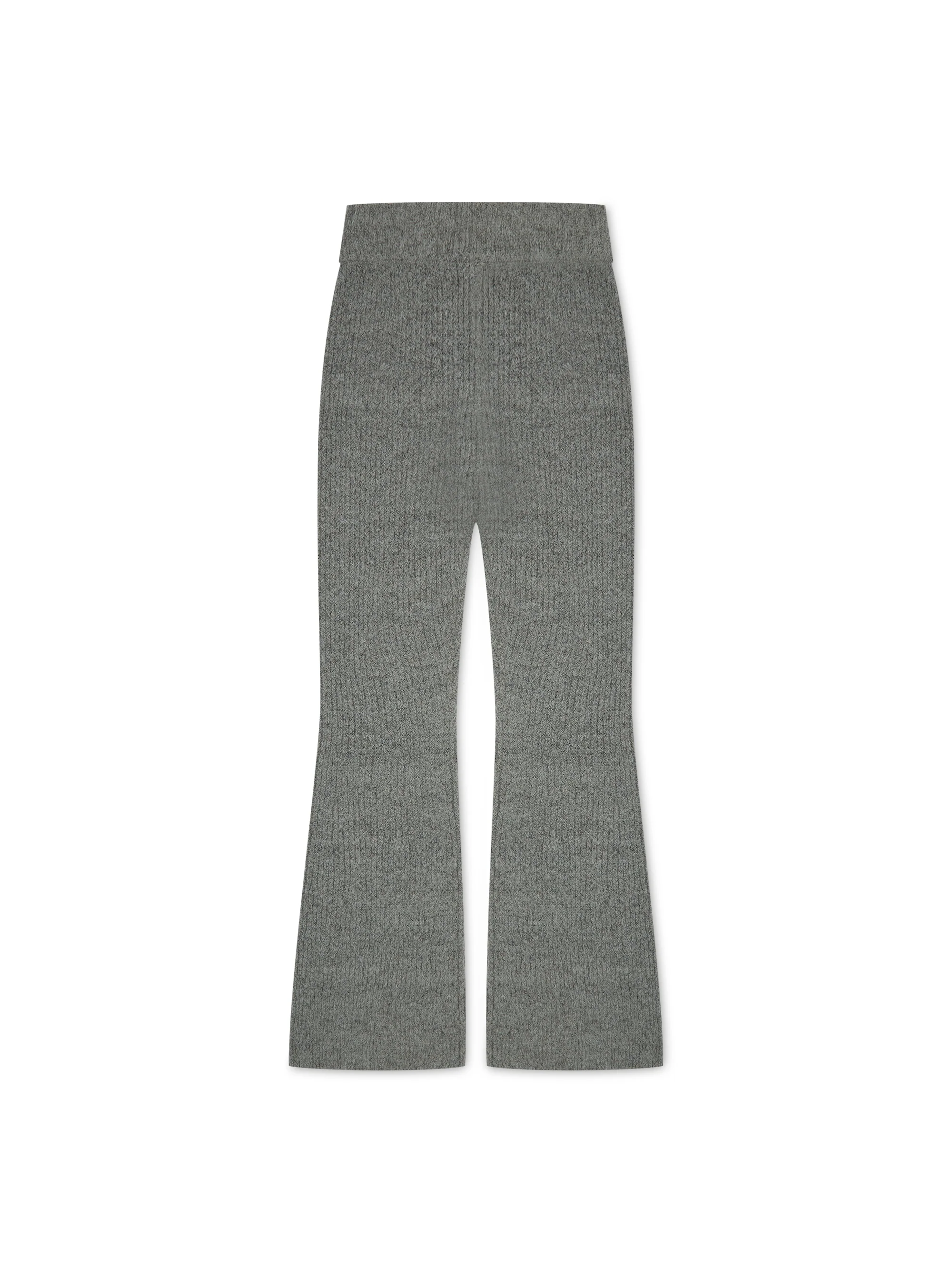 'CALME' TEXTURED KNIT FLARE LEG TROUSERS GREY - Image 3