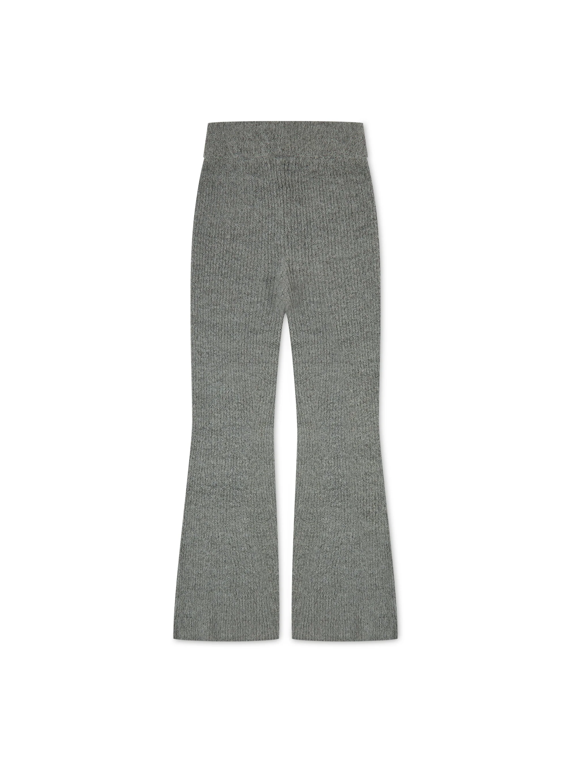 'CALME' TEXTURED KNIT FLARE LEG TROUSERS GREY - Image 4