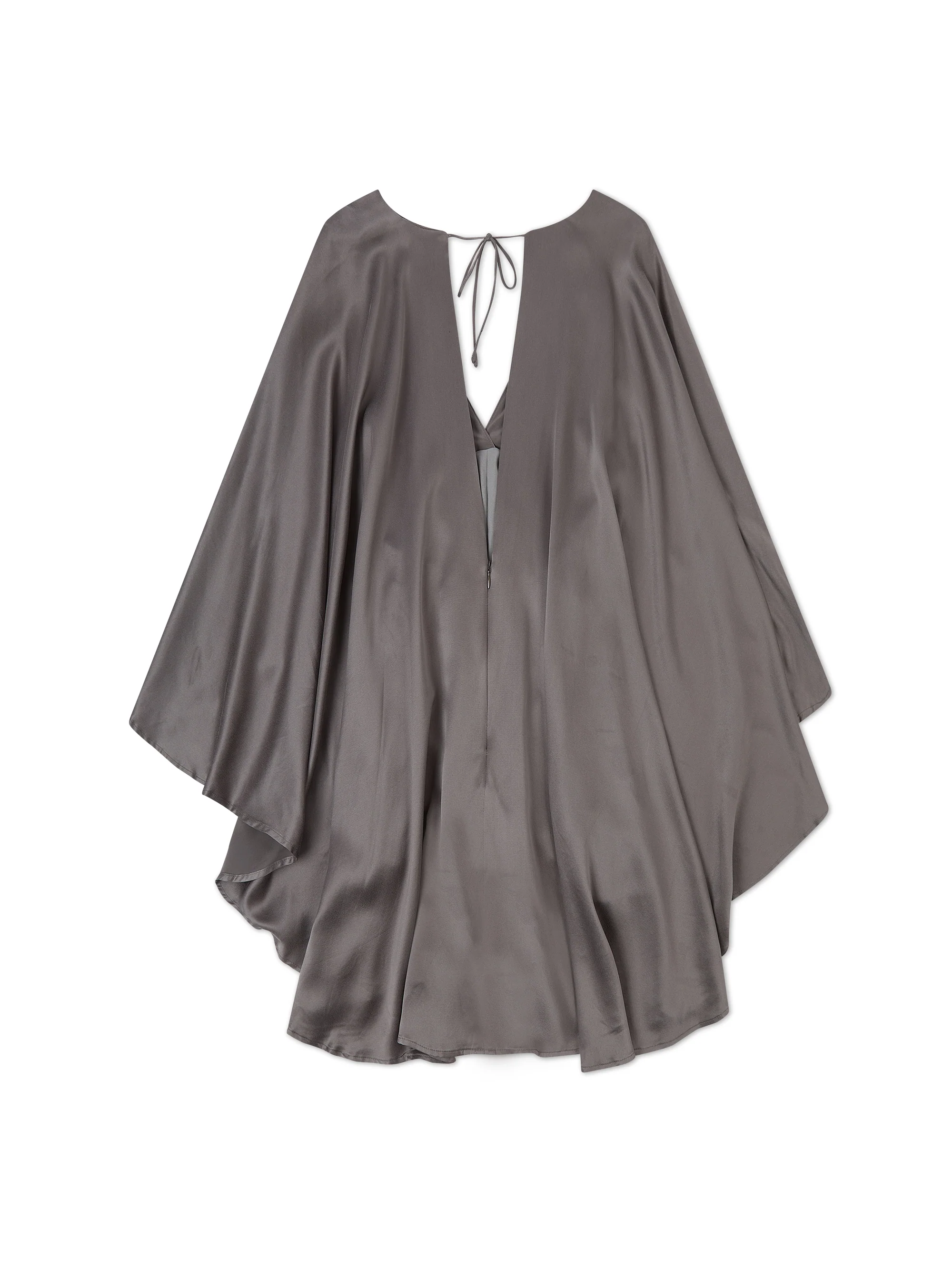 'DAHLIA' SILK CAPE BACK PLUNGE PLAYSUIT GREY - Image 3