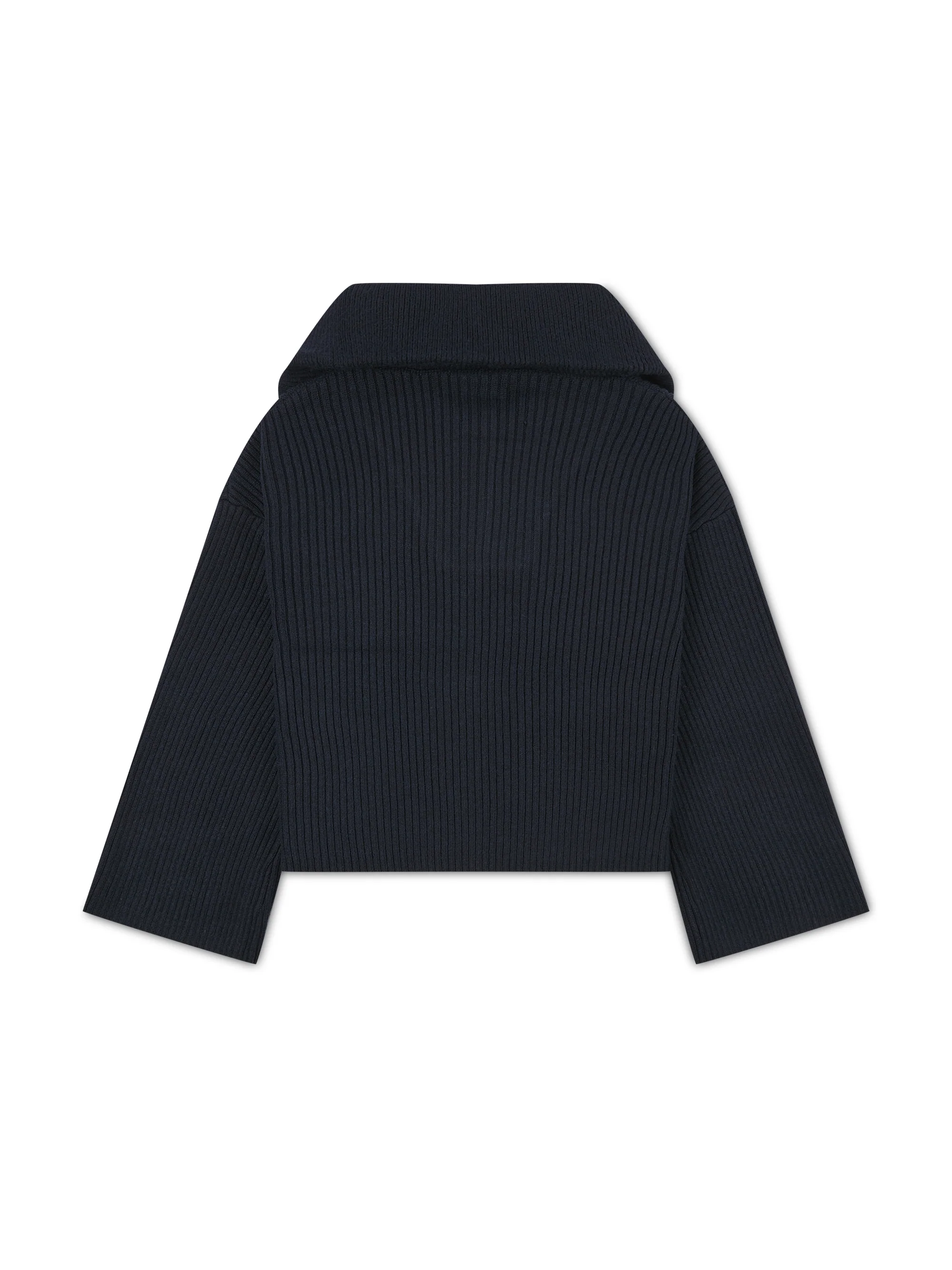 'DELPHINE' HALF ZIP FUNNEL NECK KNITTED JUMPER NAVY - Image 3