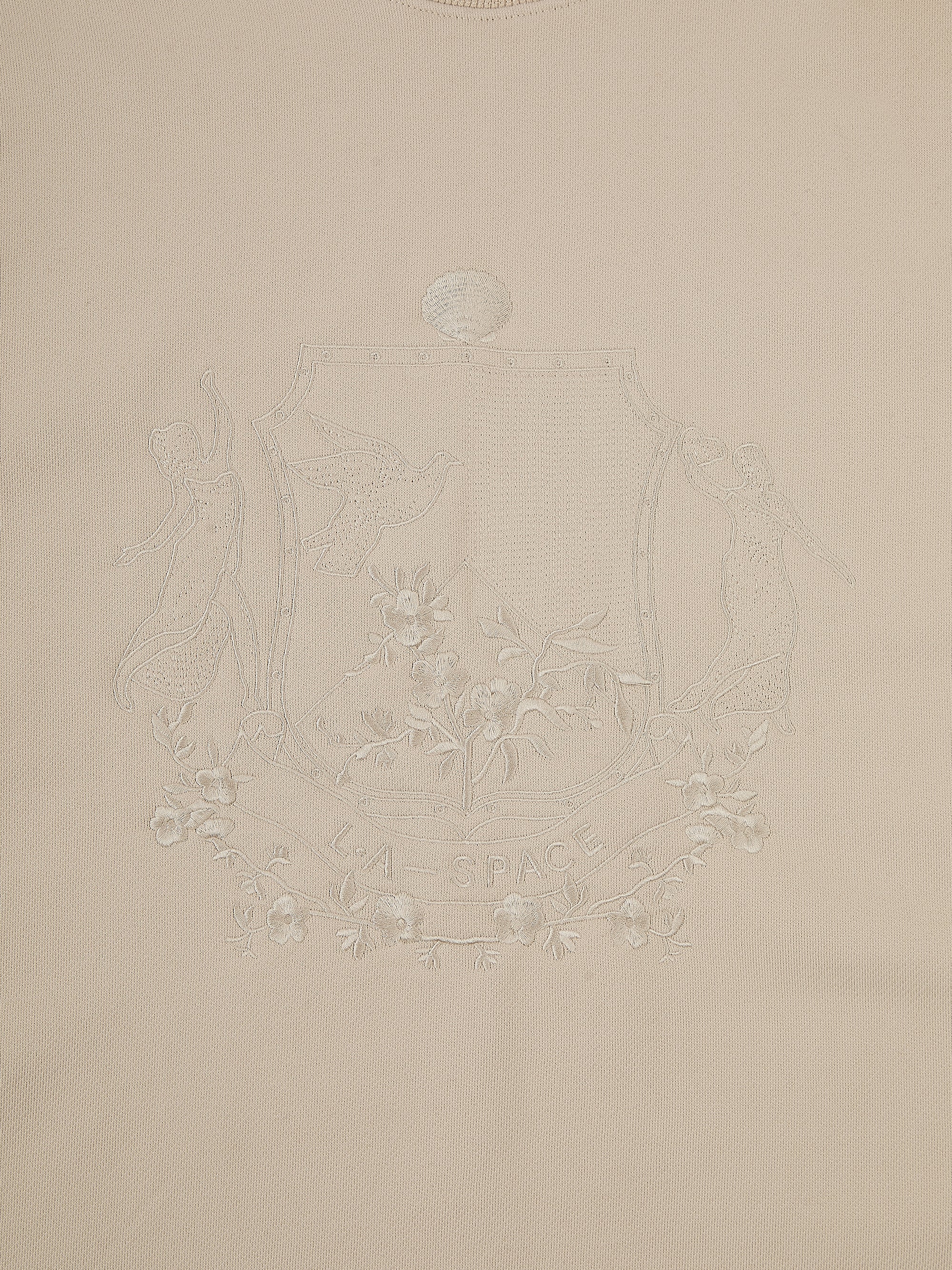 ‘DUCHESSE’ VARSITY EMBROIDERED OVERSIZED SWEATSHIRT BEIGE - Image 6