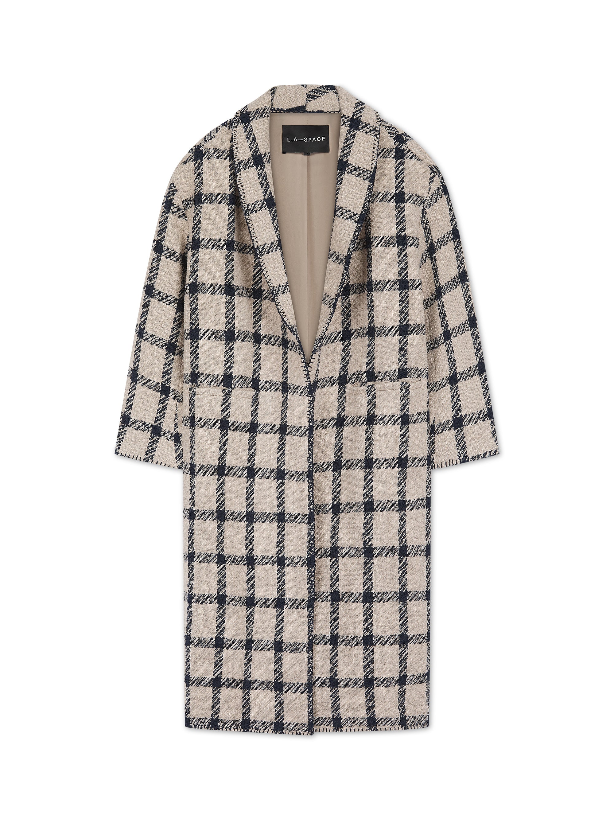 'BOHÉME' LONGLINE BLANKET STITCH OVERCOAT BEIGE - Image 5
