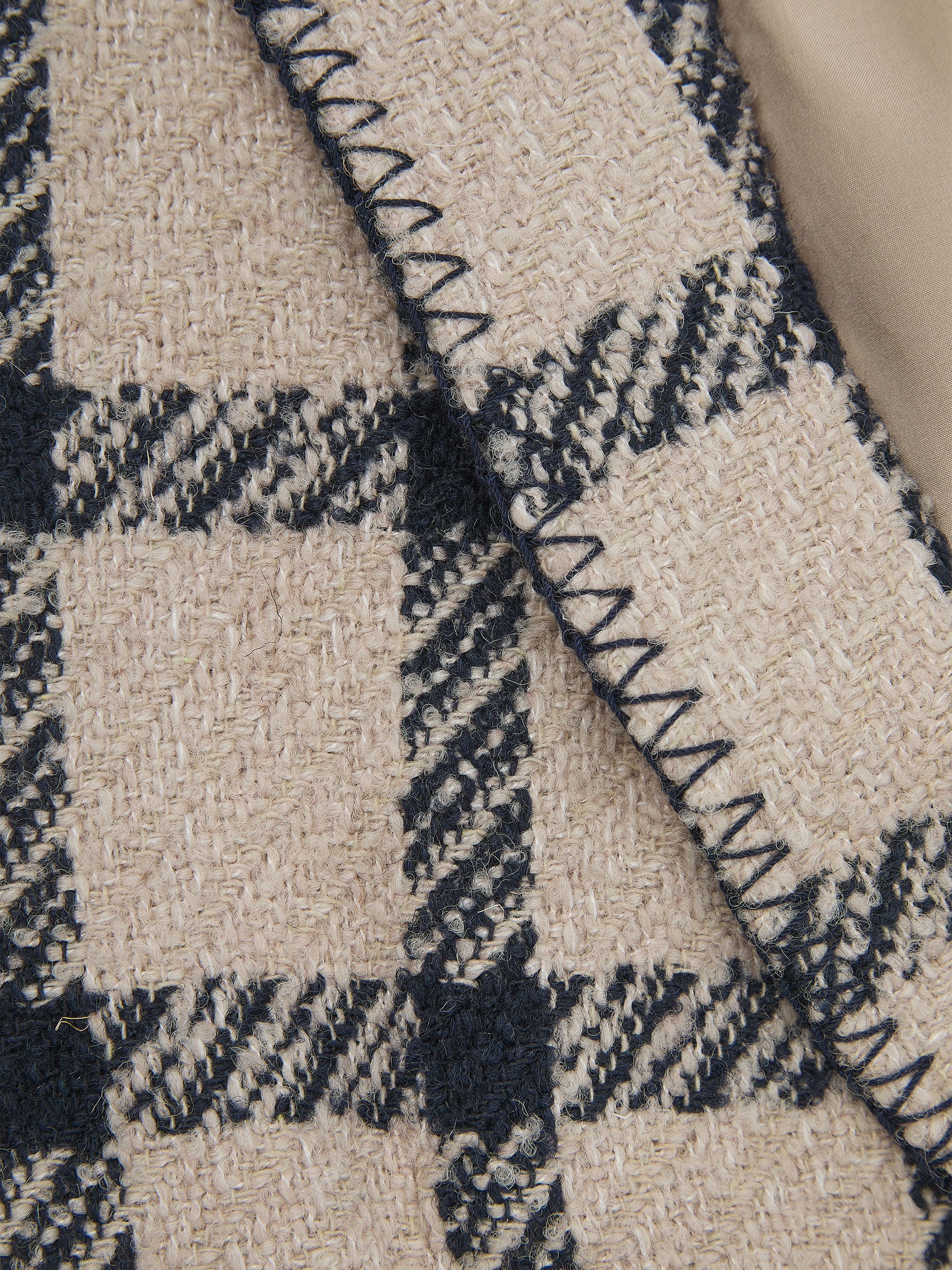 'BOHÉME' LONGLINE BLANKET STITCH OVERCOAT BEIGE - Image 7