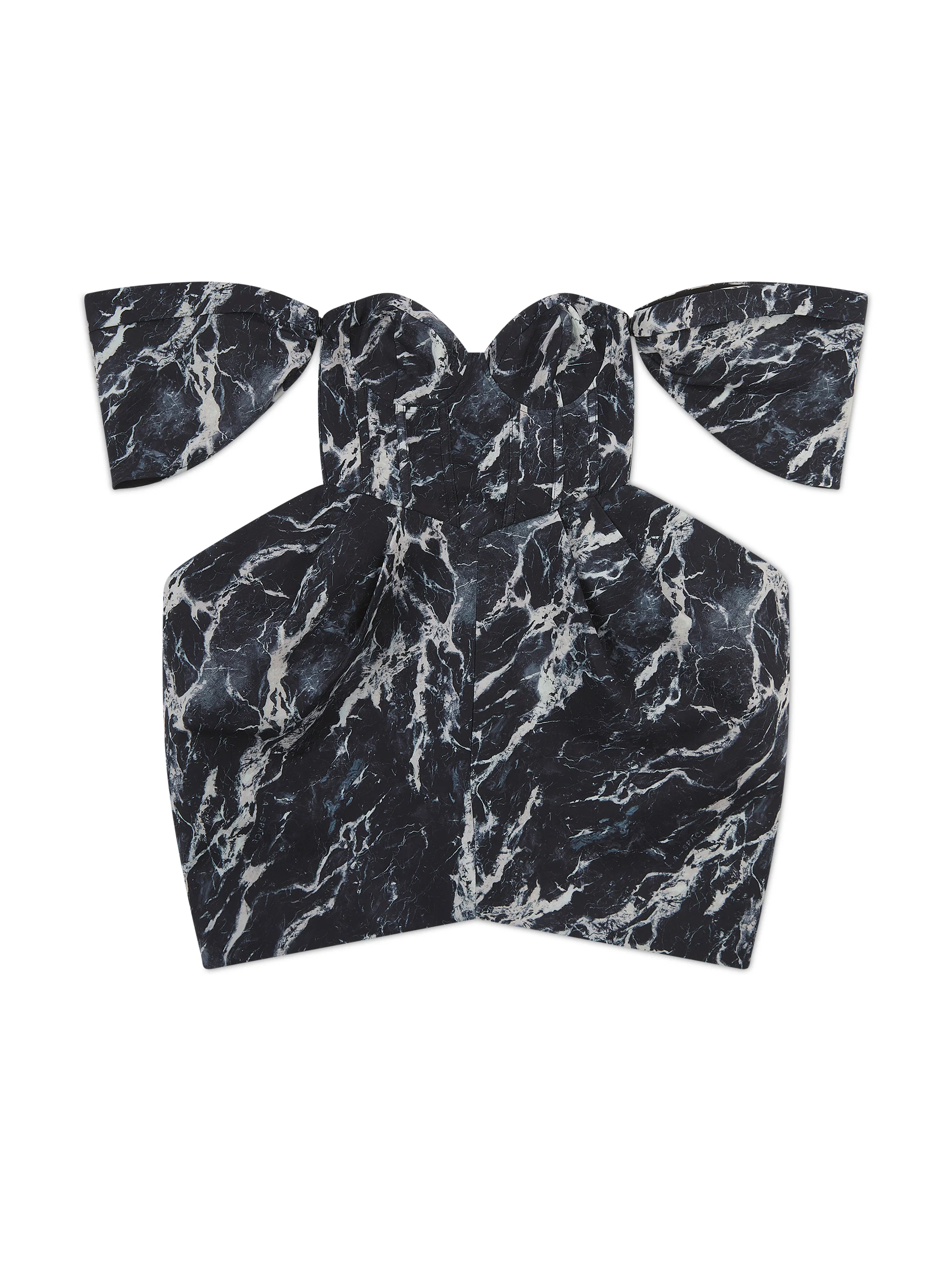 'ANASTASIA' MARBLE PRINT BUSTIER HOURGLASS MINI DRESS WITH DETACHABLE SLEEVES - Image 5