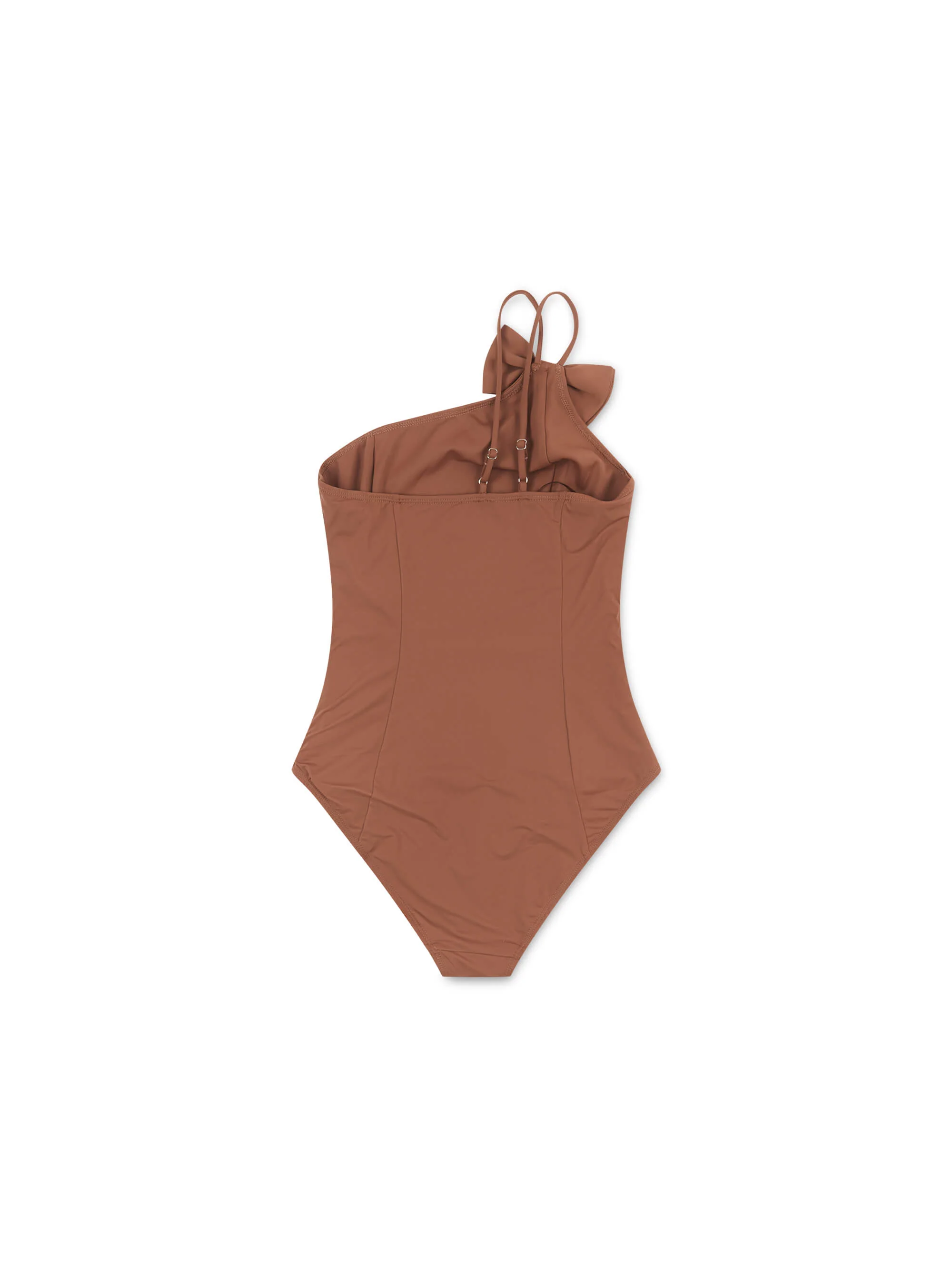 'VIENNA' ONE SHOULDER BOW DETAIL SWIMSUIT BROWN - Image 6