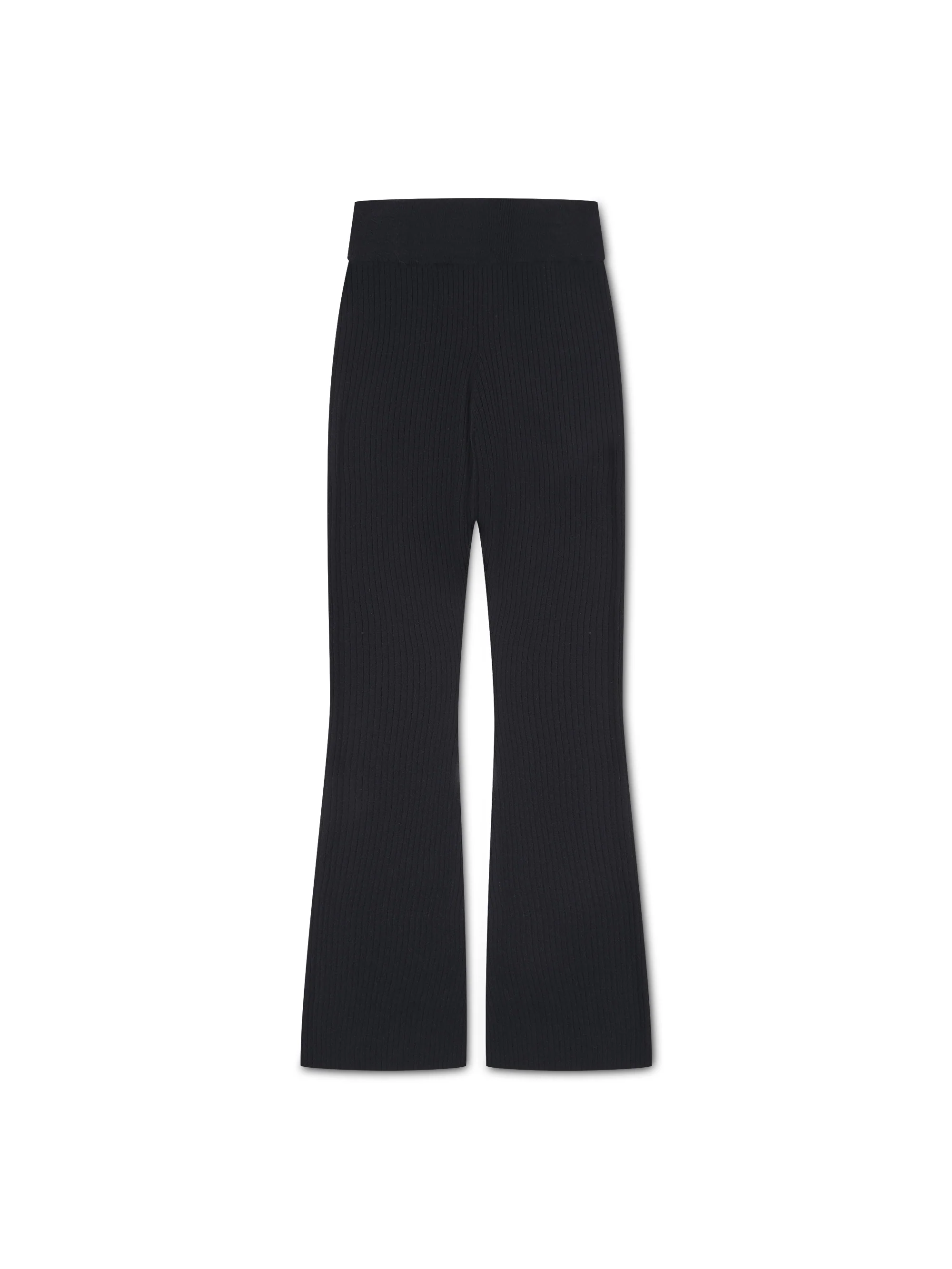 'AUSTIN' RIB KNITTED SPLIT HEM TROUSERS NAVY - Image 3