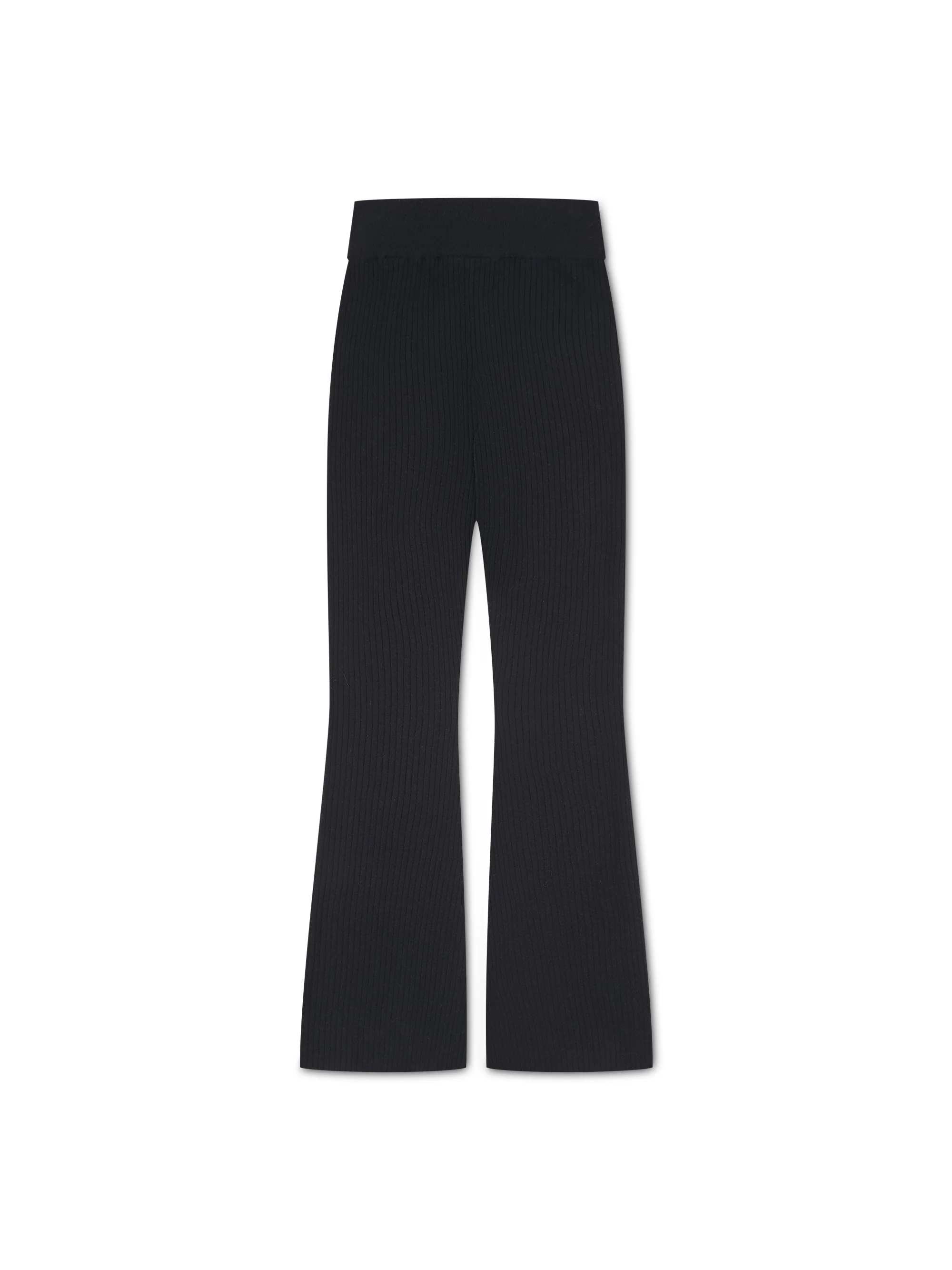 'AUSTIN' RIB KNITTED SPLIT HEM TROUSERS NAVY - Image 4
