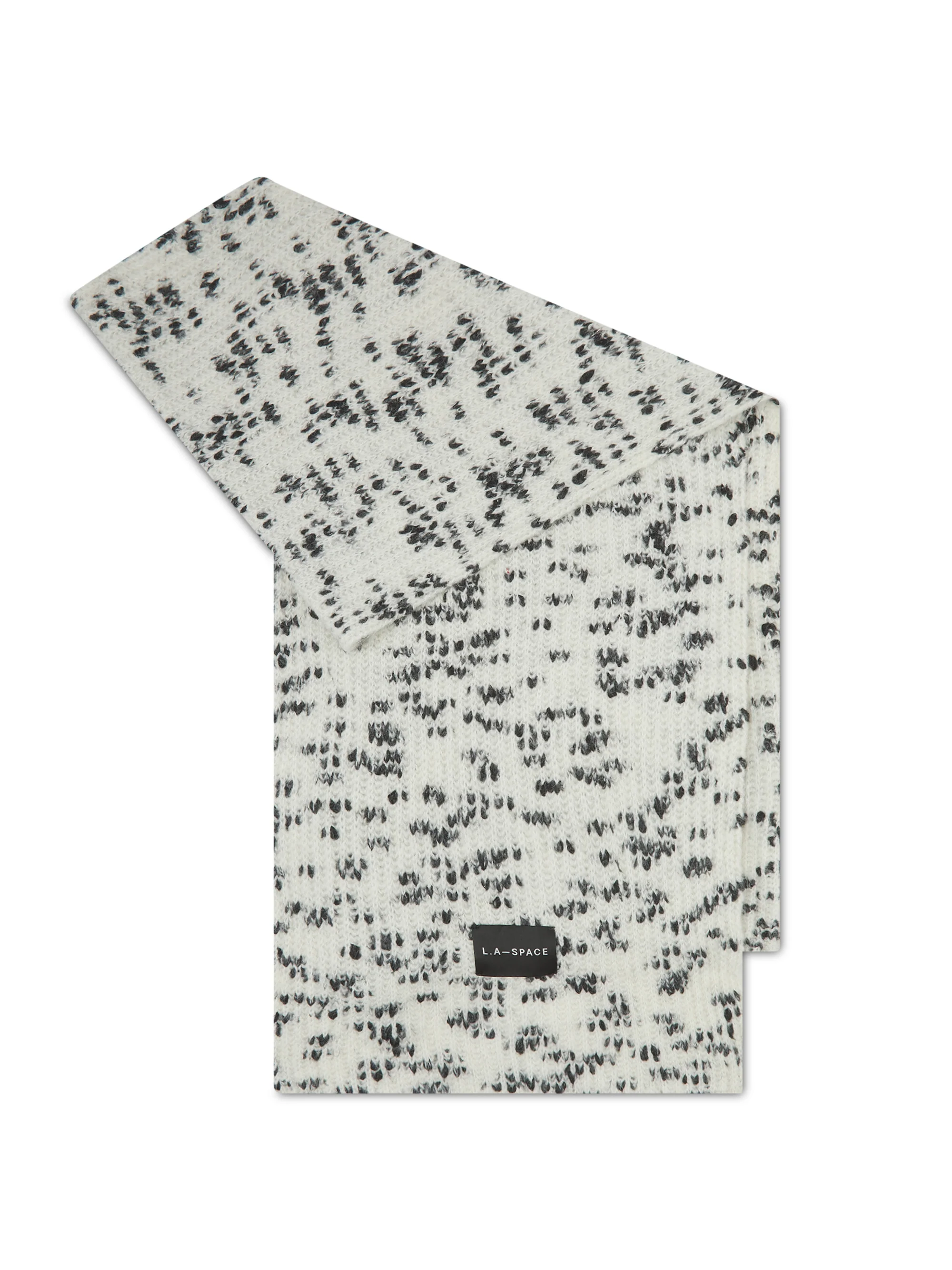 'BISOUS' SALT AND PEPPER WOOL BLEND SCARF WHITE - Image 2