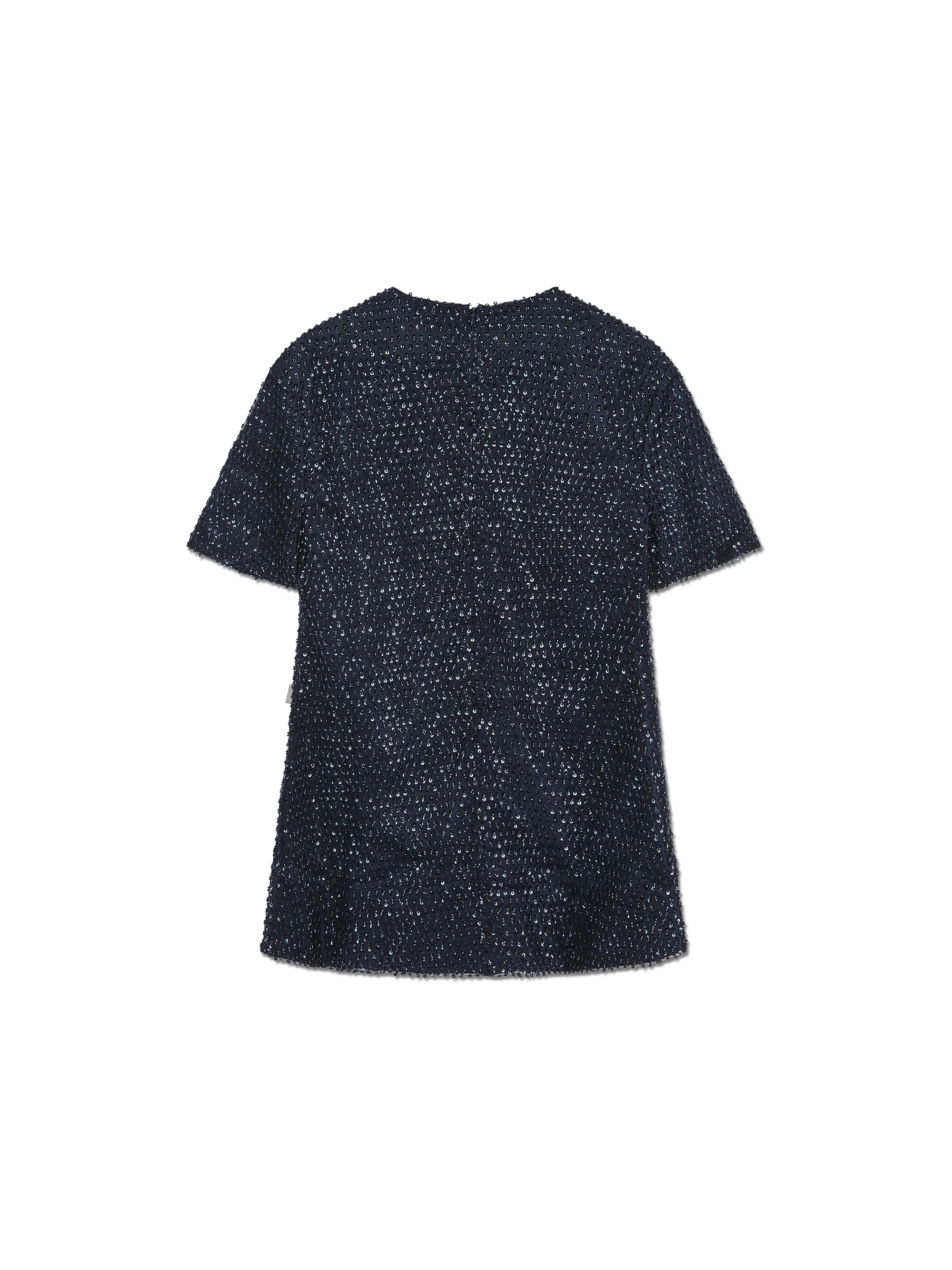 'JOY' SEQUIN EMBELLISHED A-LINE T-SHIRT DRESS NAVY - Image 2