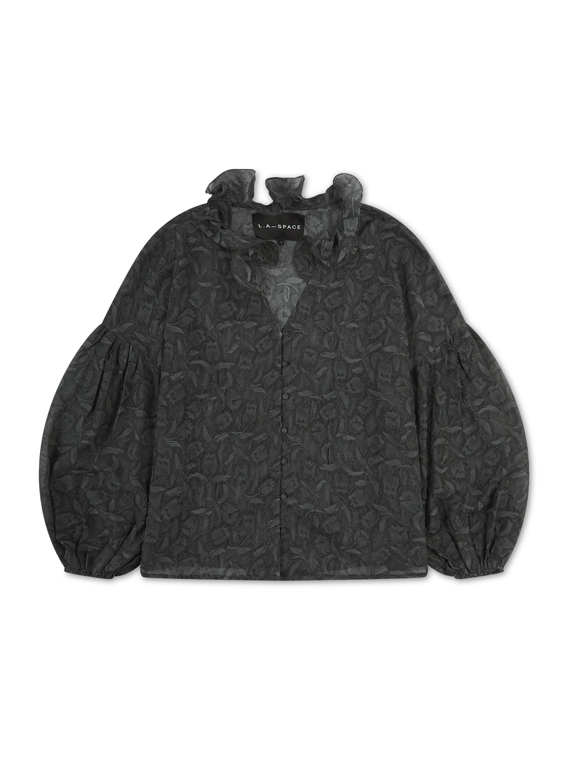 'BELLE' SHEER CRINKLE BLOUSE SLATE GREY - Image 3