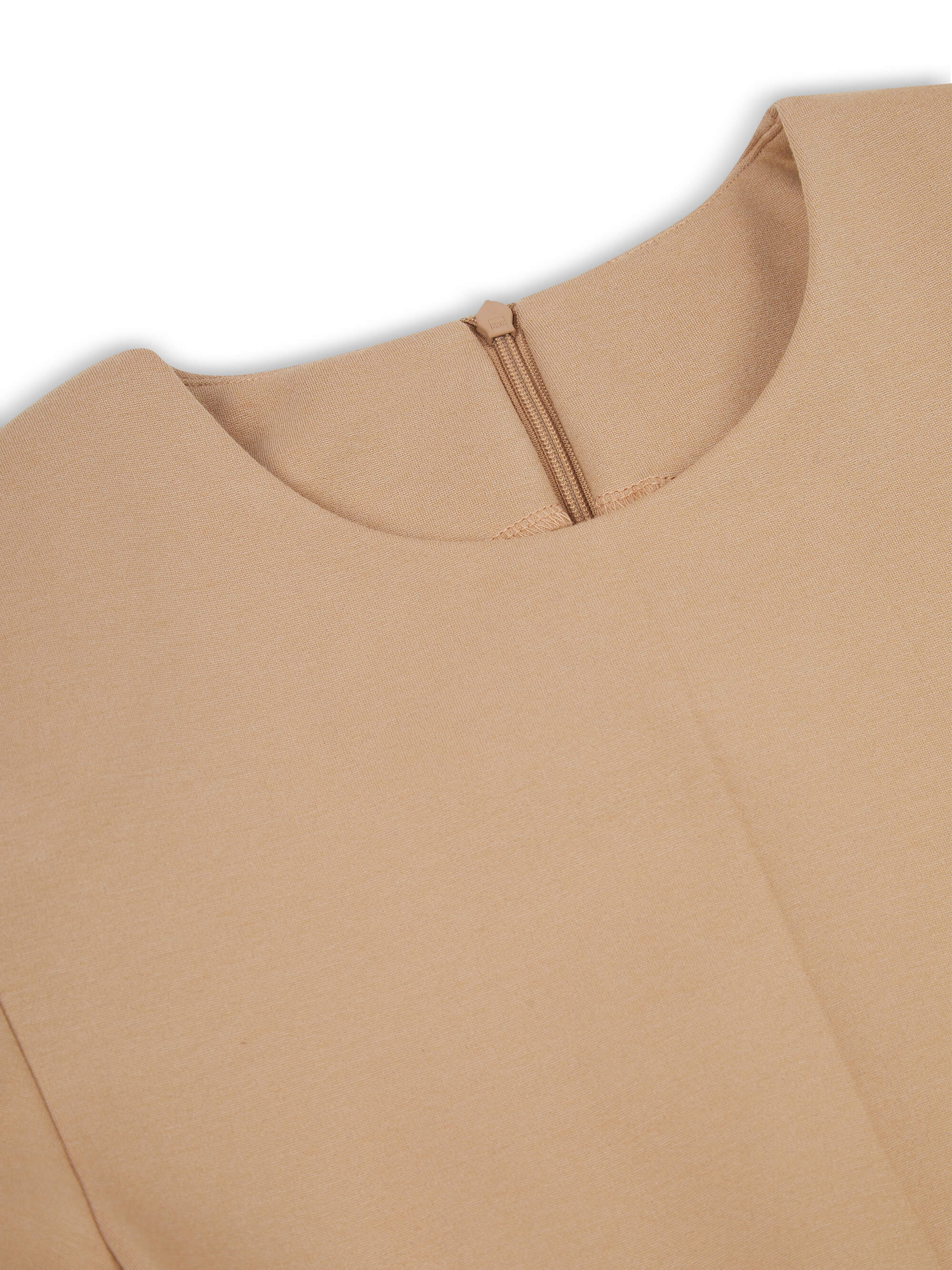 'RIVIERA' SHORT SLEEVE STRUCTURED SHOULDER MINI DRESS CAMEL - Image 10
