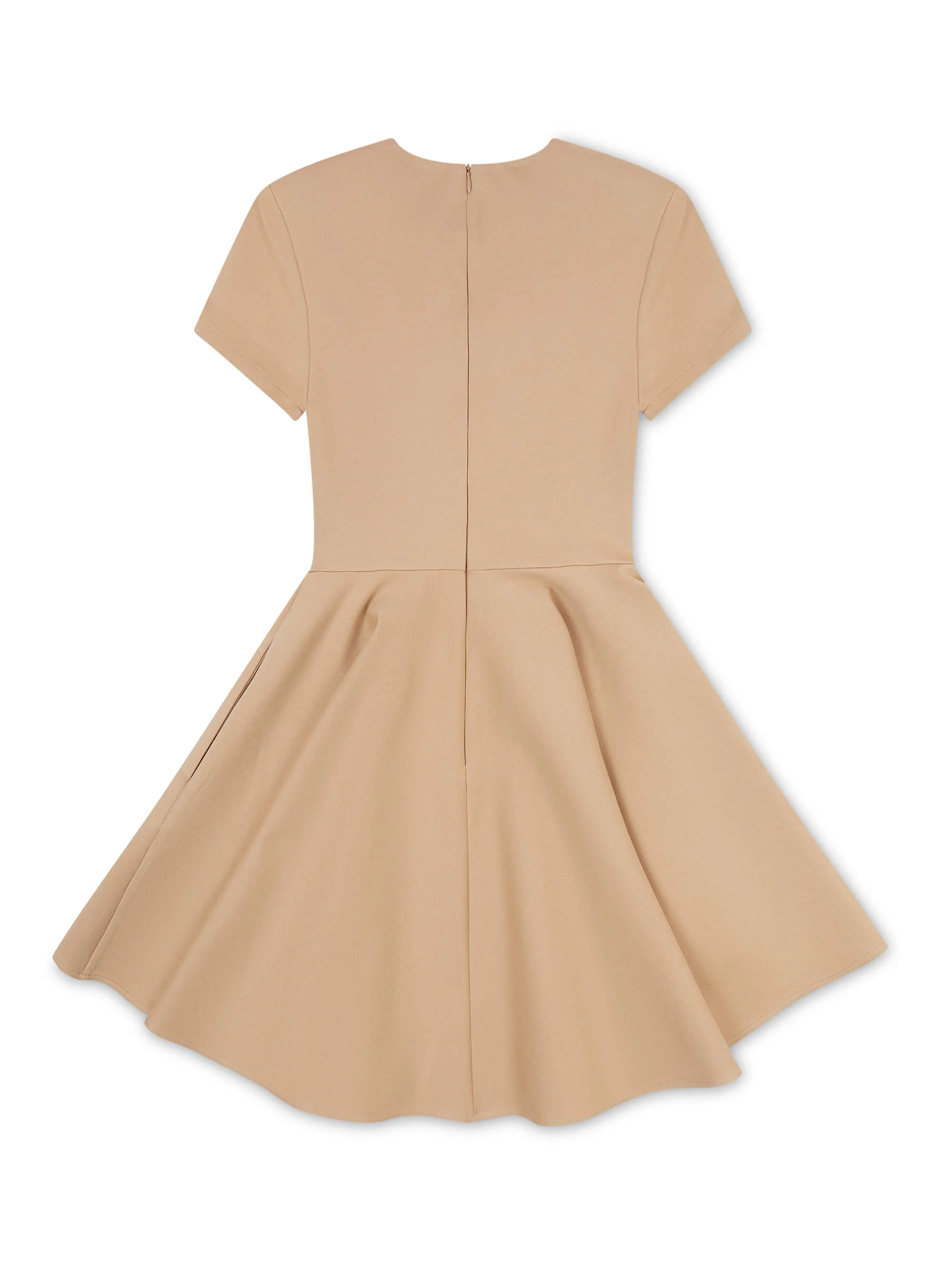 'RIVIERA' SHORT SLEEVE STRUCTURED SHOULDER MINI DRESS CAMEL - Image 9