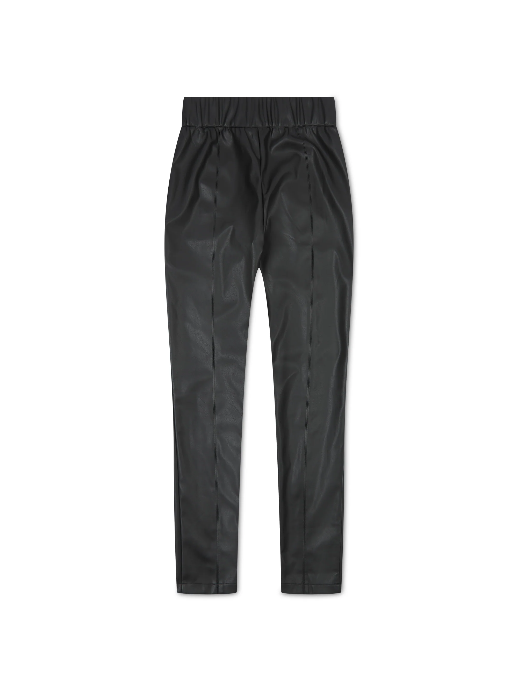 'LAURANT' FAUX LEATHER SEAM DETAIL LEGGINGS BLACK - Image 3
