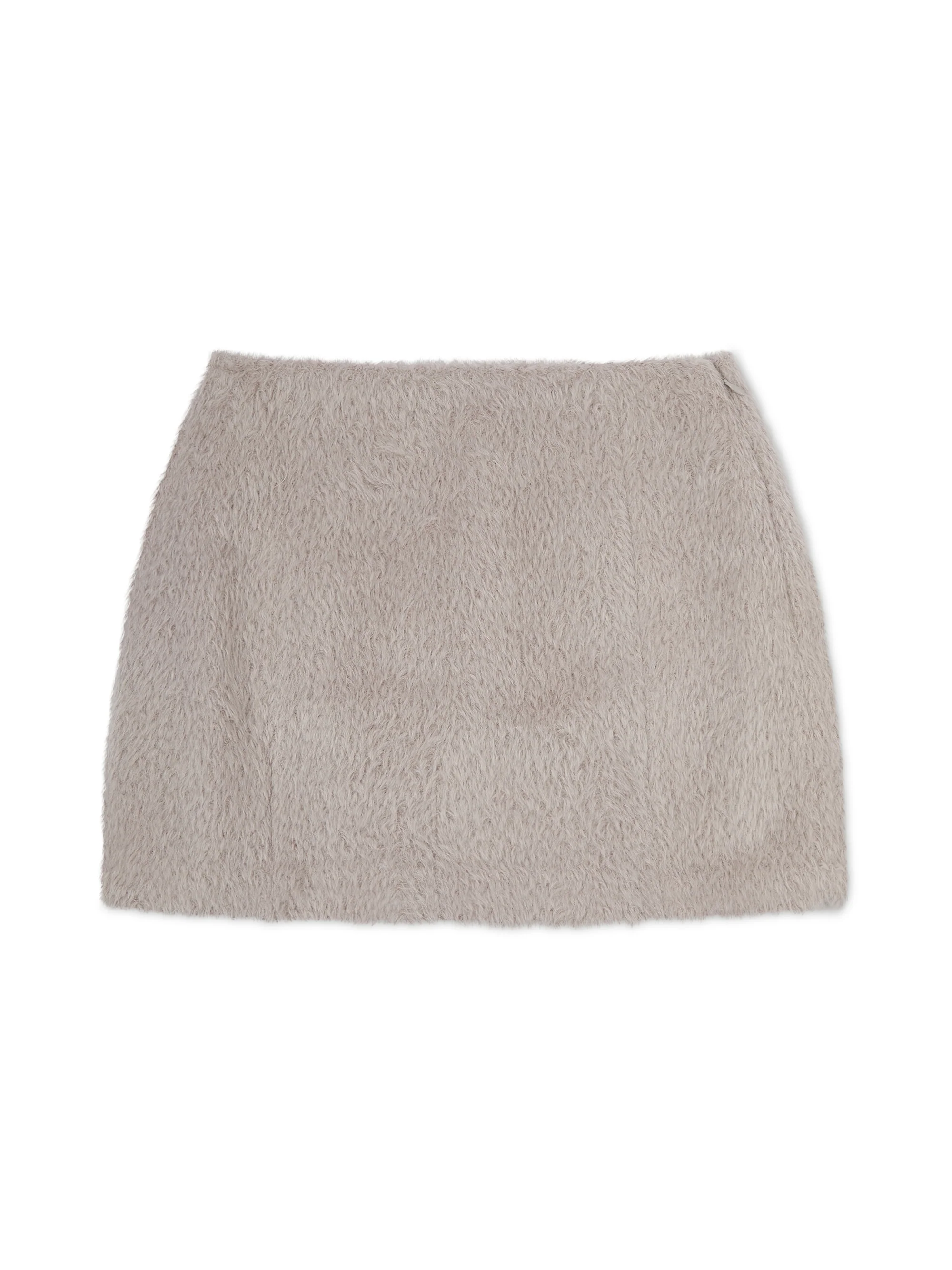 'LORIE' TEXTURED WOOL BLEND MINI SKIRT IN MINK - Image 3