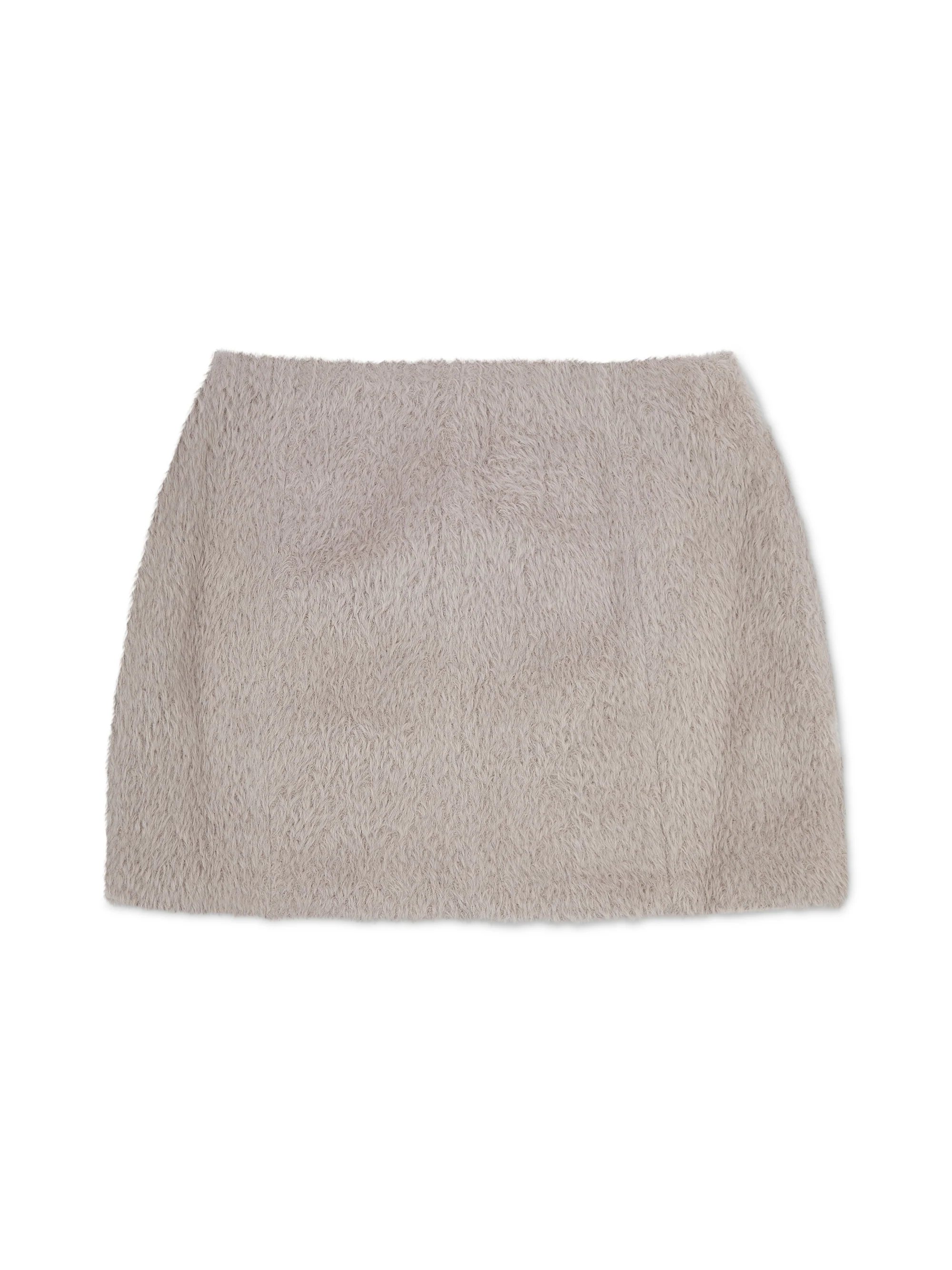 'LORIE' TEXTURED WOOL BLEND MINI SKIRT IN MINK - Image 4