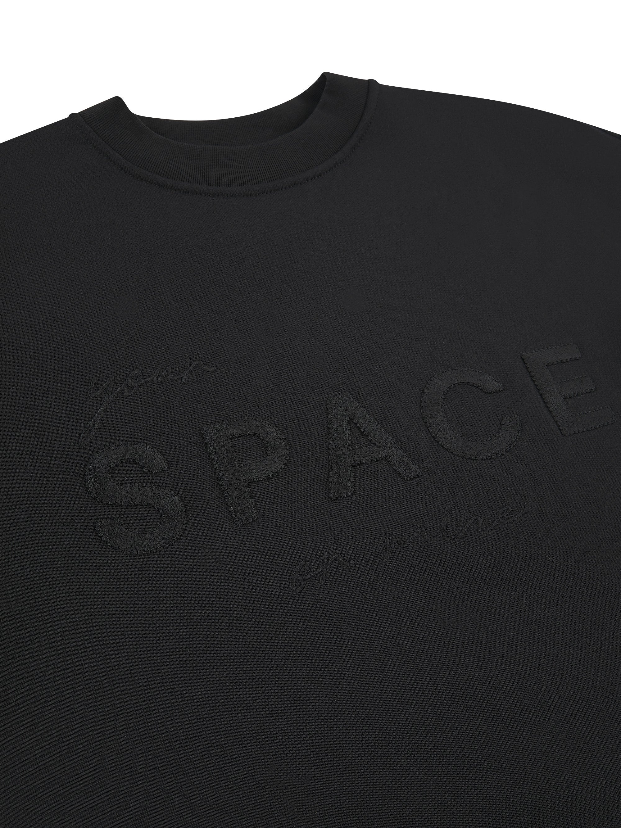 'YOUR SPACE OR MINE' EMBROIDERED SWEATSHIRT BLACK - Image 6